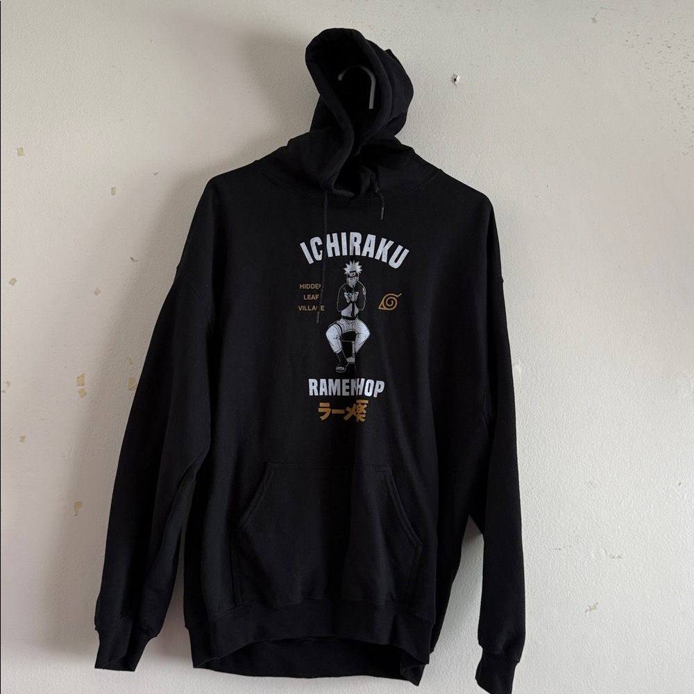 Ichiraku Naruto Ramen Shop Black Hoodie Adult Size L